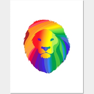 Cute Colorful Rainbow Lion Shape Head Drawing Posters and Art